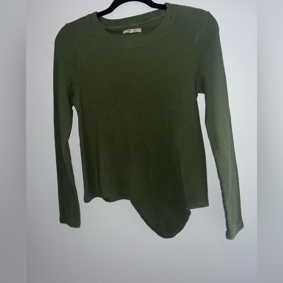 Madewell knit asymmetrical long sleeve green top xs - Picture 4 of 4